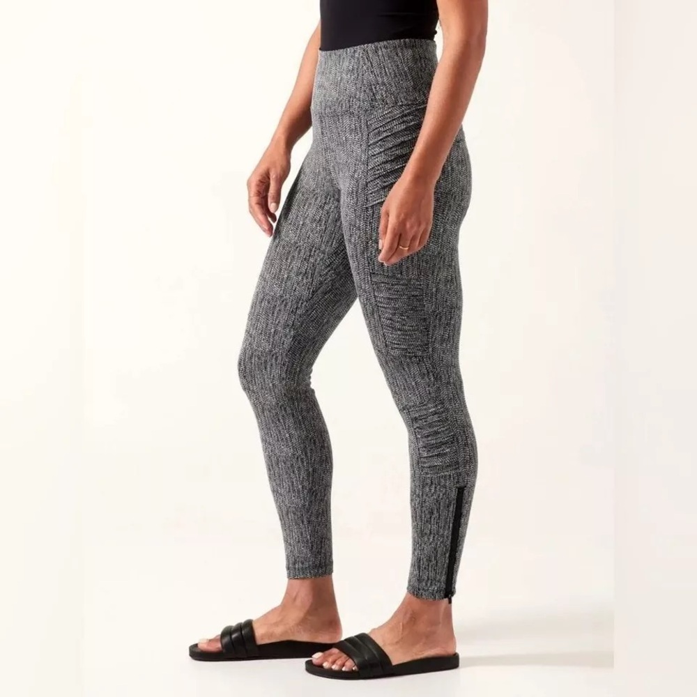 Athleta Marled Gray High-Rise Ankle Zip Leggings - Picture 3 of 5